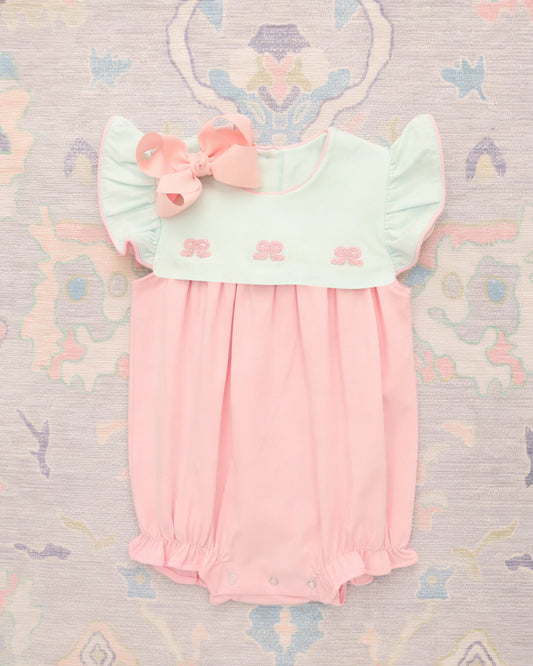 Pre order pink bow bubble baby clothes