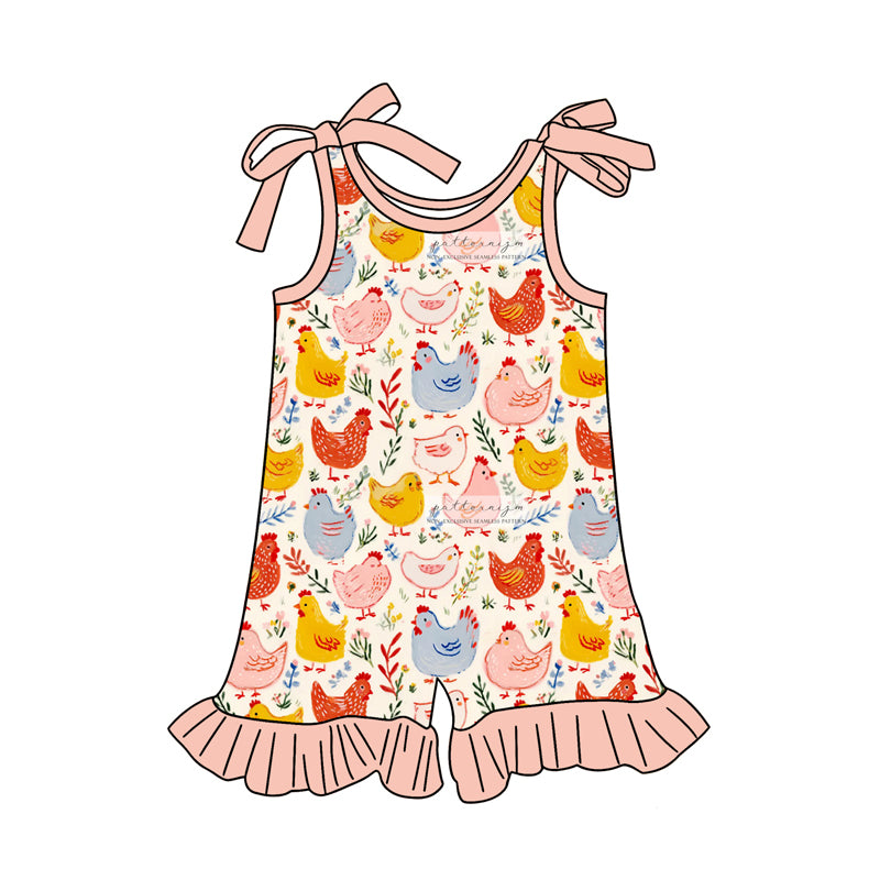 Pre order chicken print strap romper