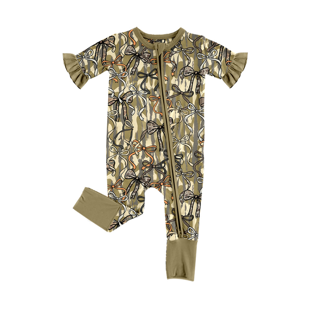 Pre order camo coquette baby zip sleeper
