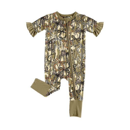 Pre order camo coquette baby zip sleeper