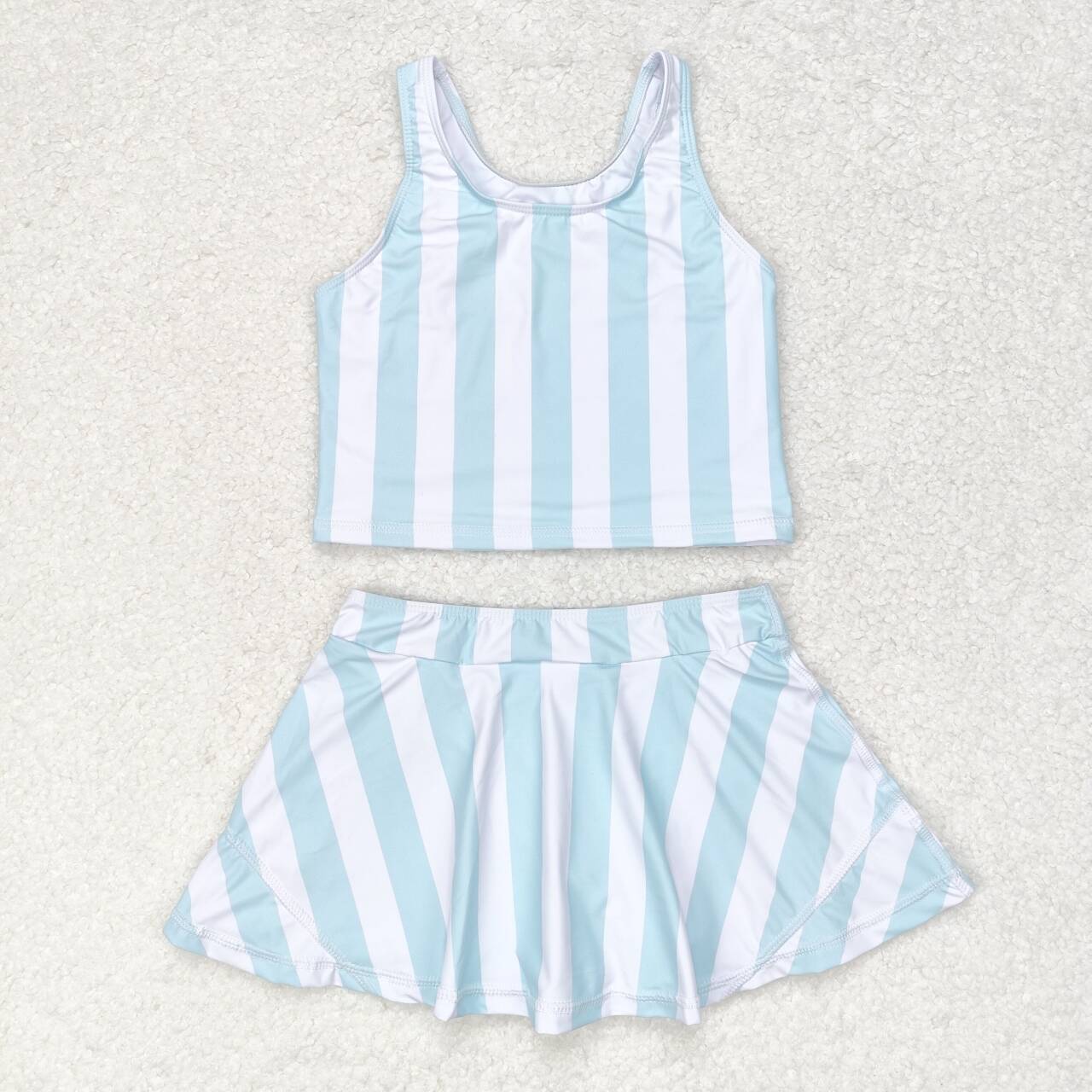 blue stripes skort outfit girls summer clothes