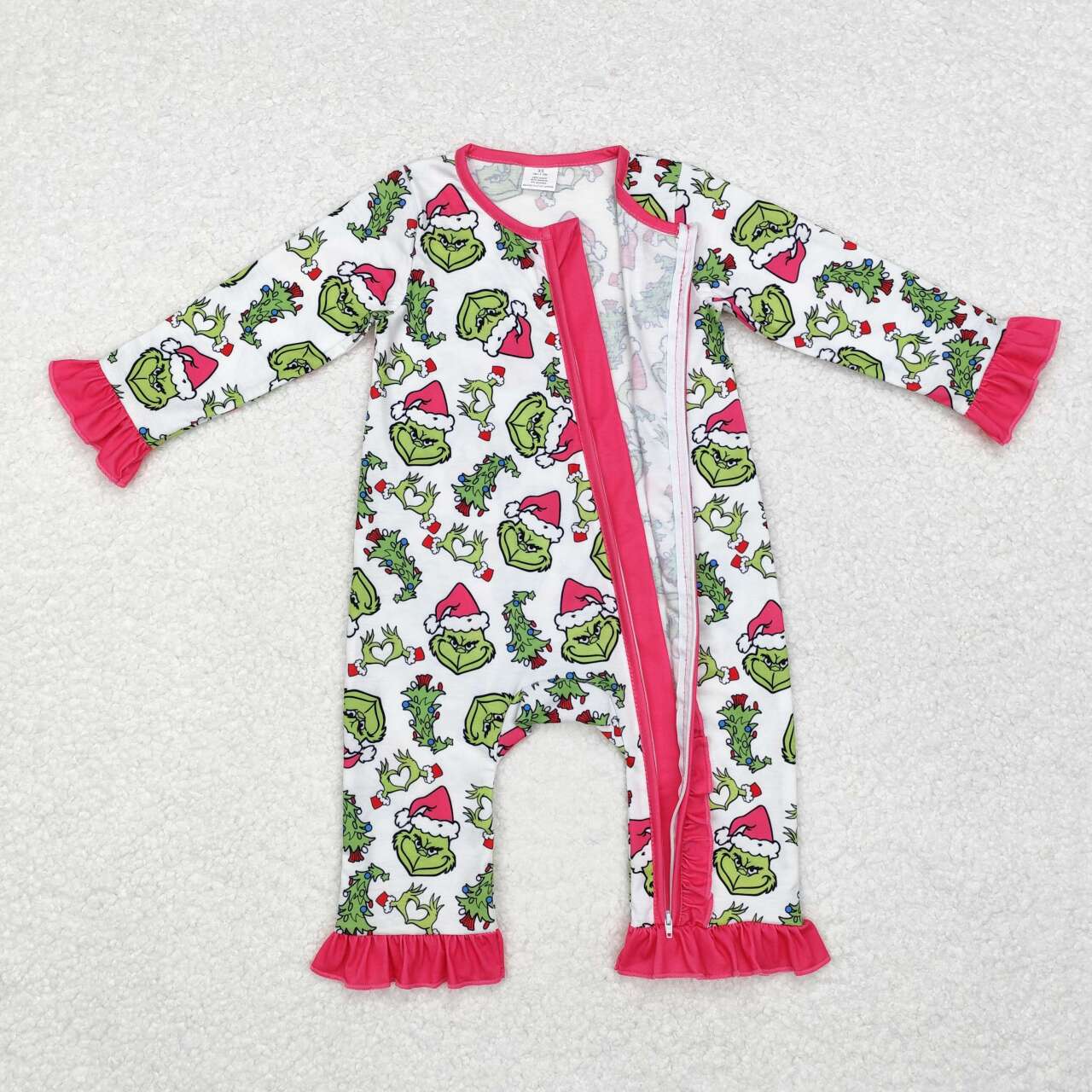 girl grinchey bamboo sleeper pink