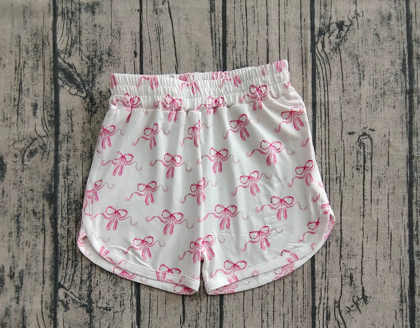 pink bow ballet girls summer shorts