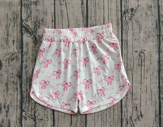 pink bow ballet girls summer shorts