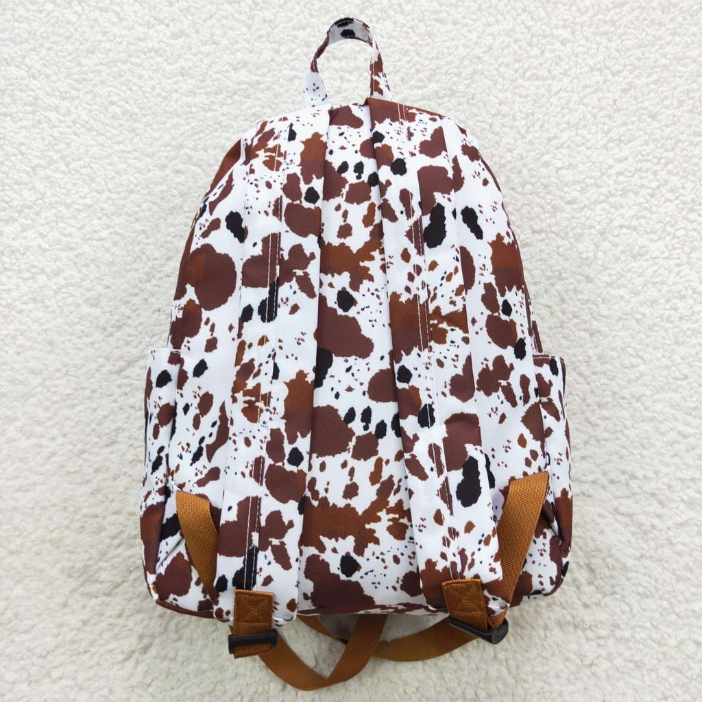 Cow print kids backpack school bag