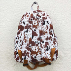 Cow print kids backpack school bag