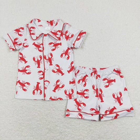 kids lobster print shorts pajama outfit