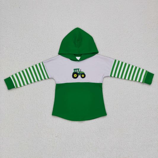 green tractor print hoodie top boys clothing