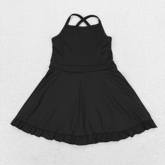 solid black skirt shorts swimsuit set