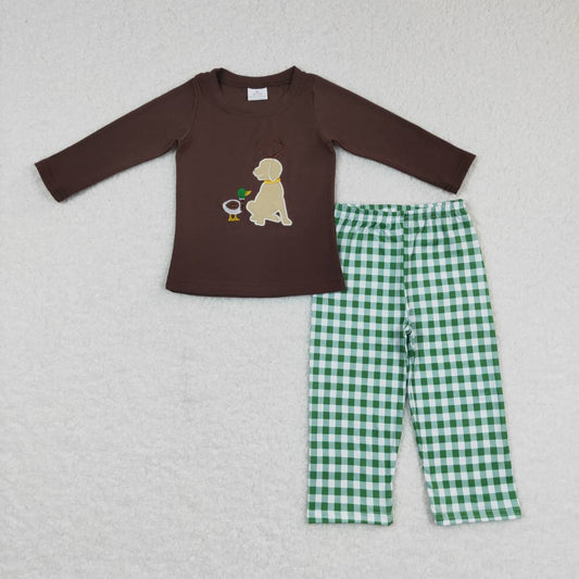 dog duck embroidery outfit boys fall clothing
