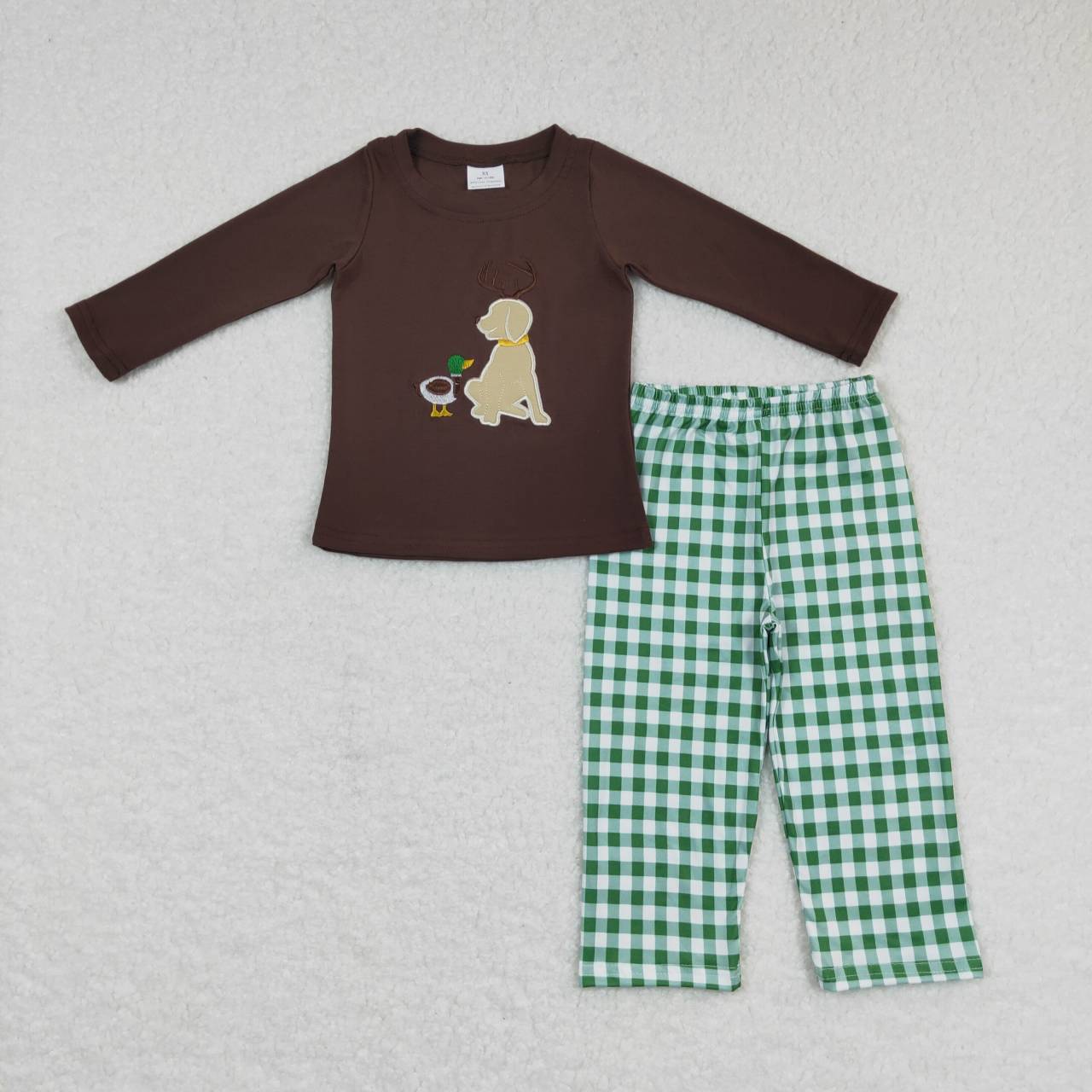 dog duck embroidery outfit boys fall clothing