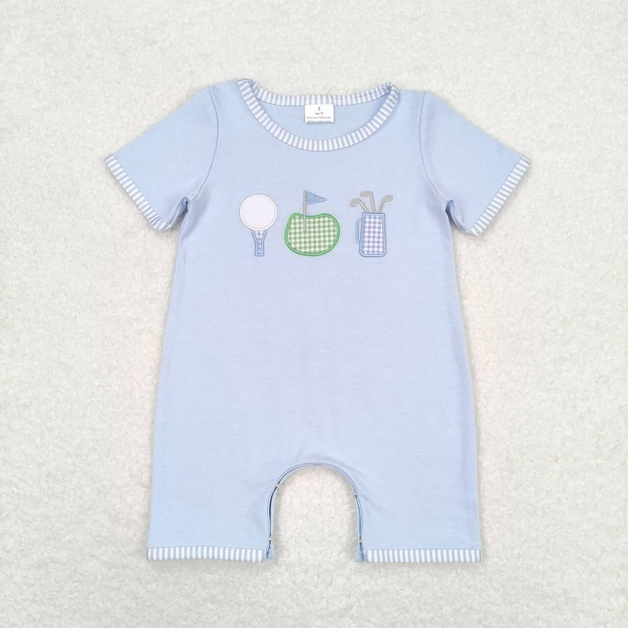 baby boy short sleeve golf embroidery romper