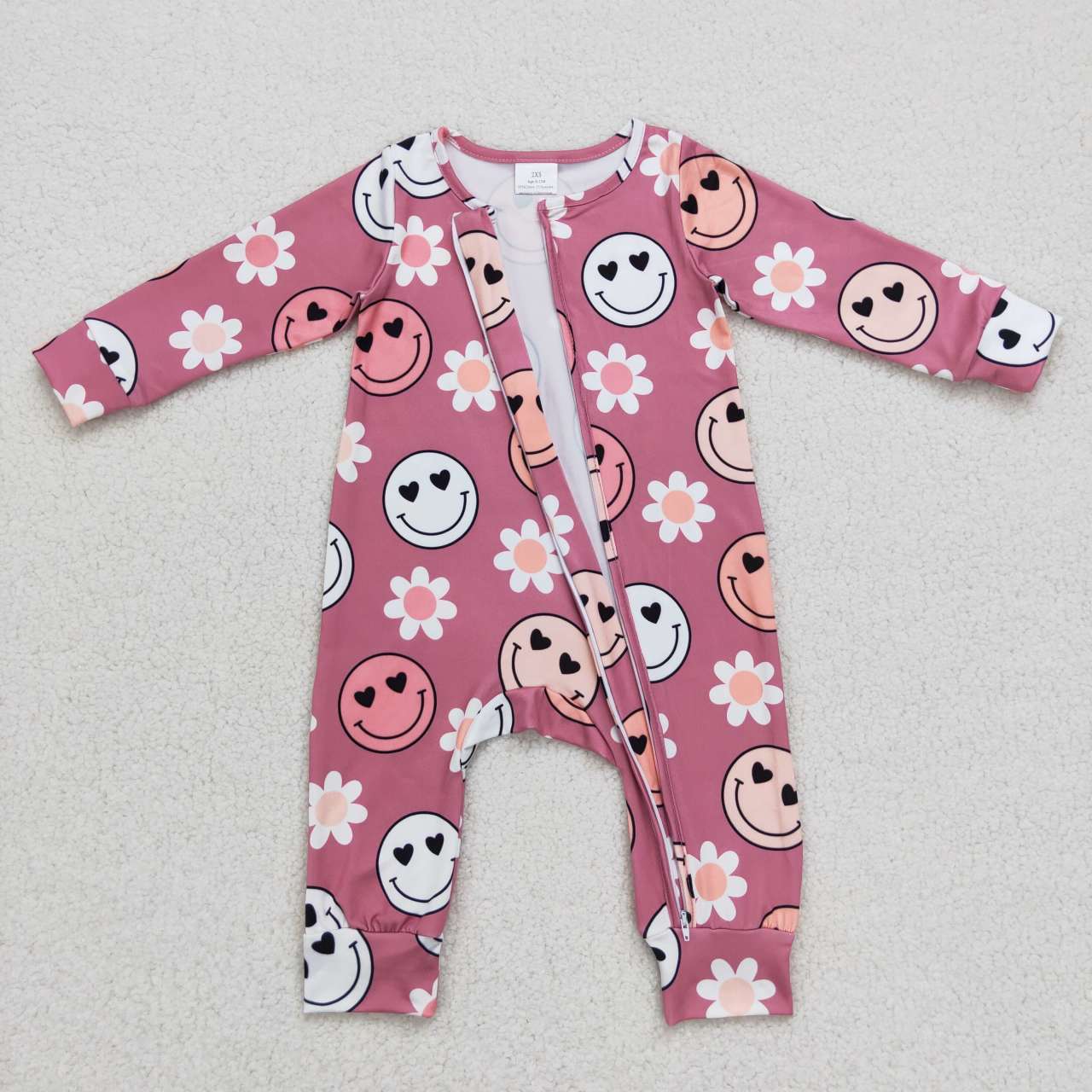 floral and smiley print baby girls sleeper