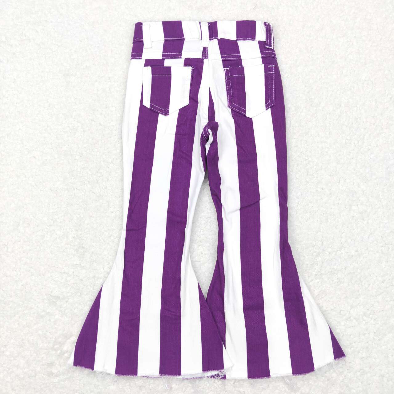 little girl purple striped denim bell bottom jeans