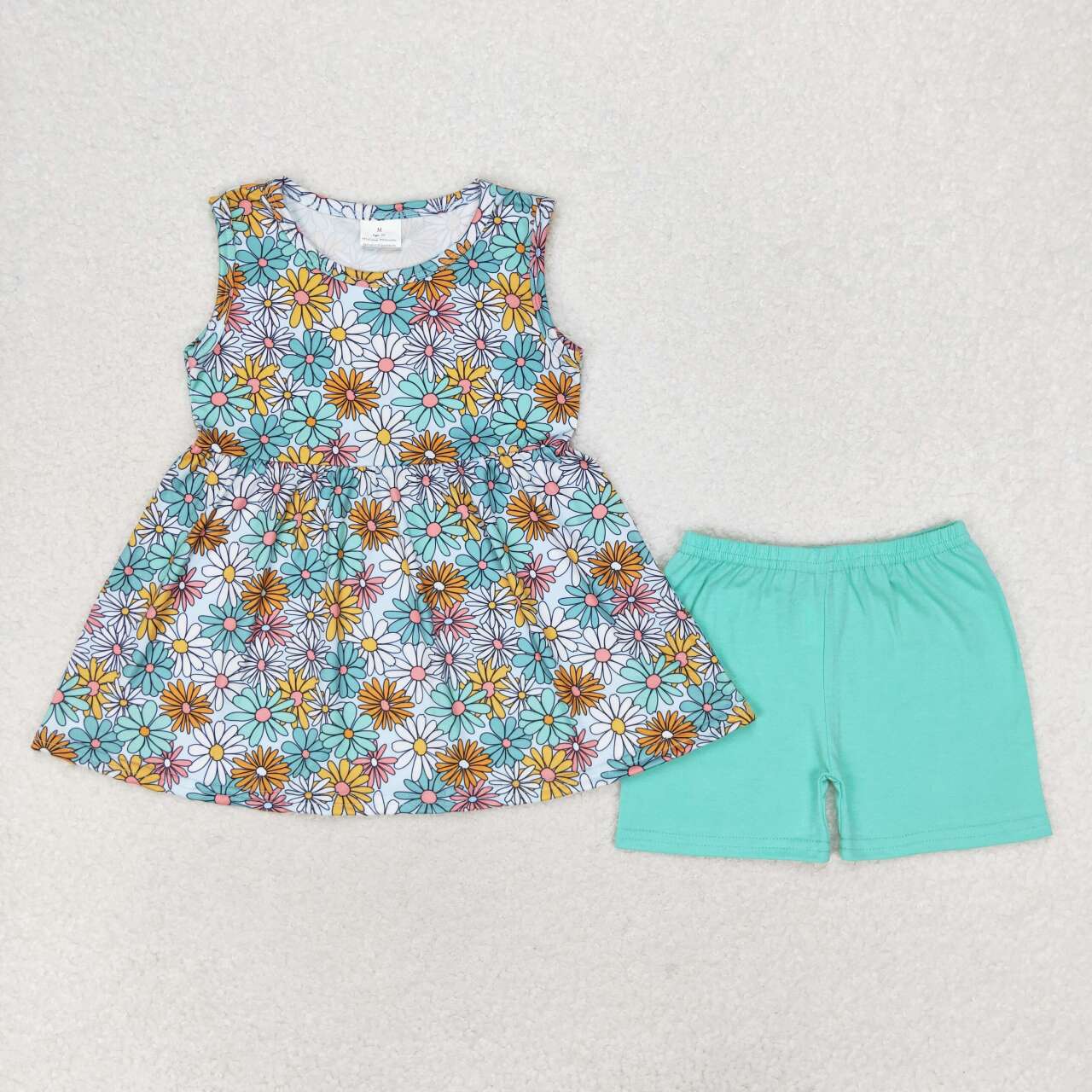 daisy flower sleeveless shorts set girl