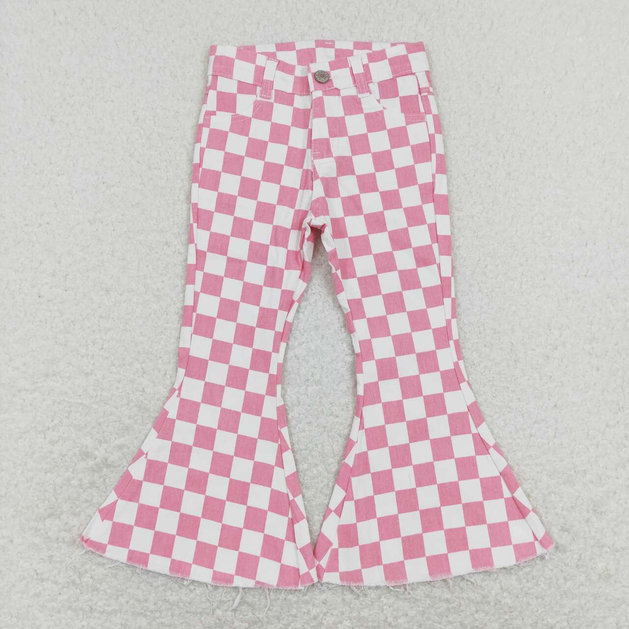 pink checkered denim pants girls  jeans