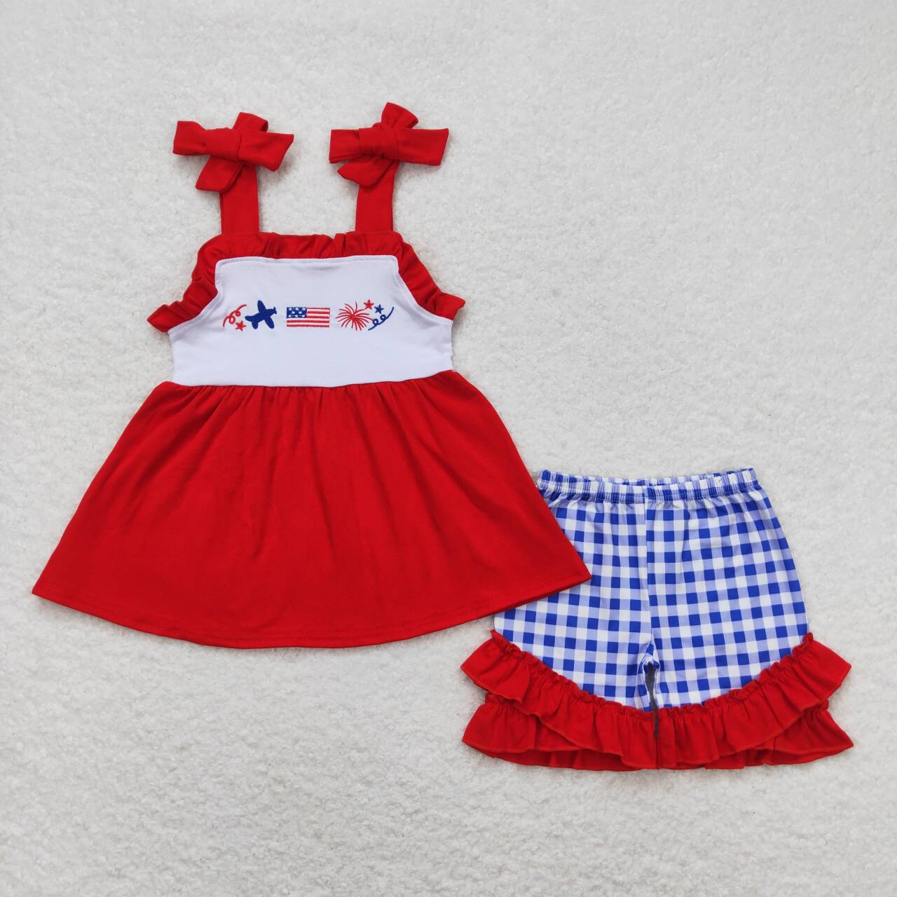 red white blue happy 4th baby girl outfit kids clothing