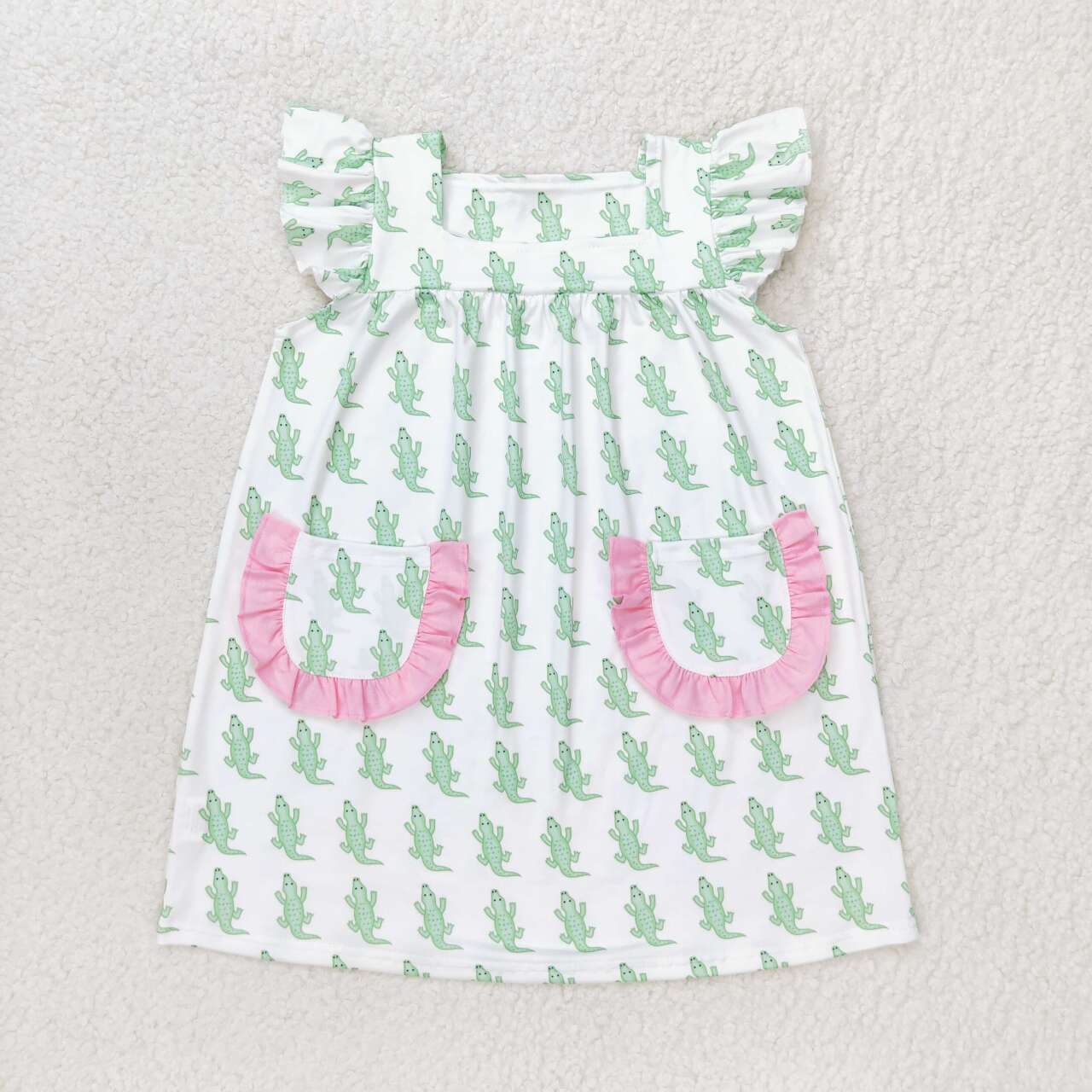 kids crocodile dress with pocket