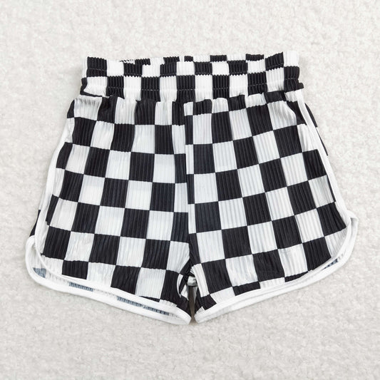 girl clothing black white checkered ribbed shorts