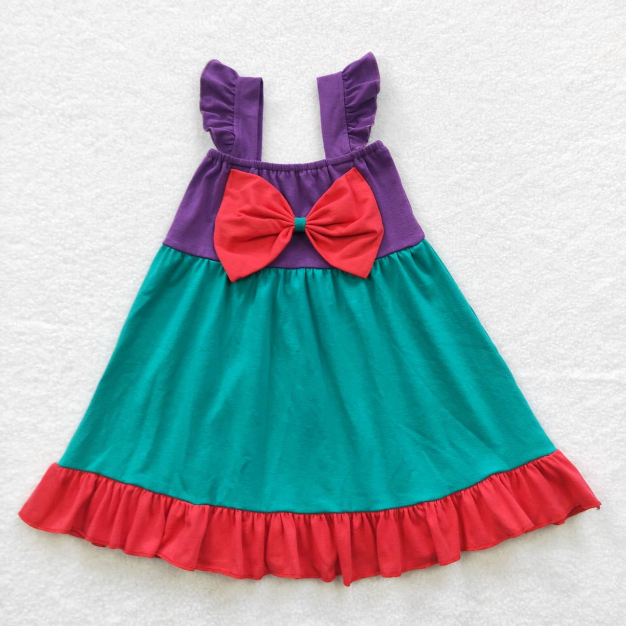 green purple red cotton princess ruffle dress park wear