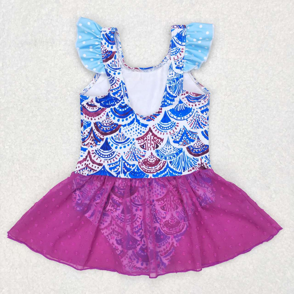 1 piece fish scale kids girls swimsuit