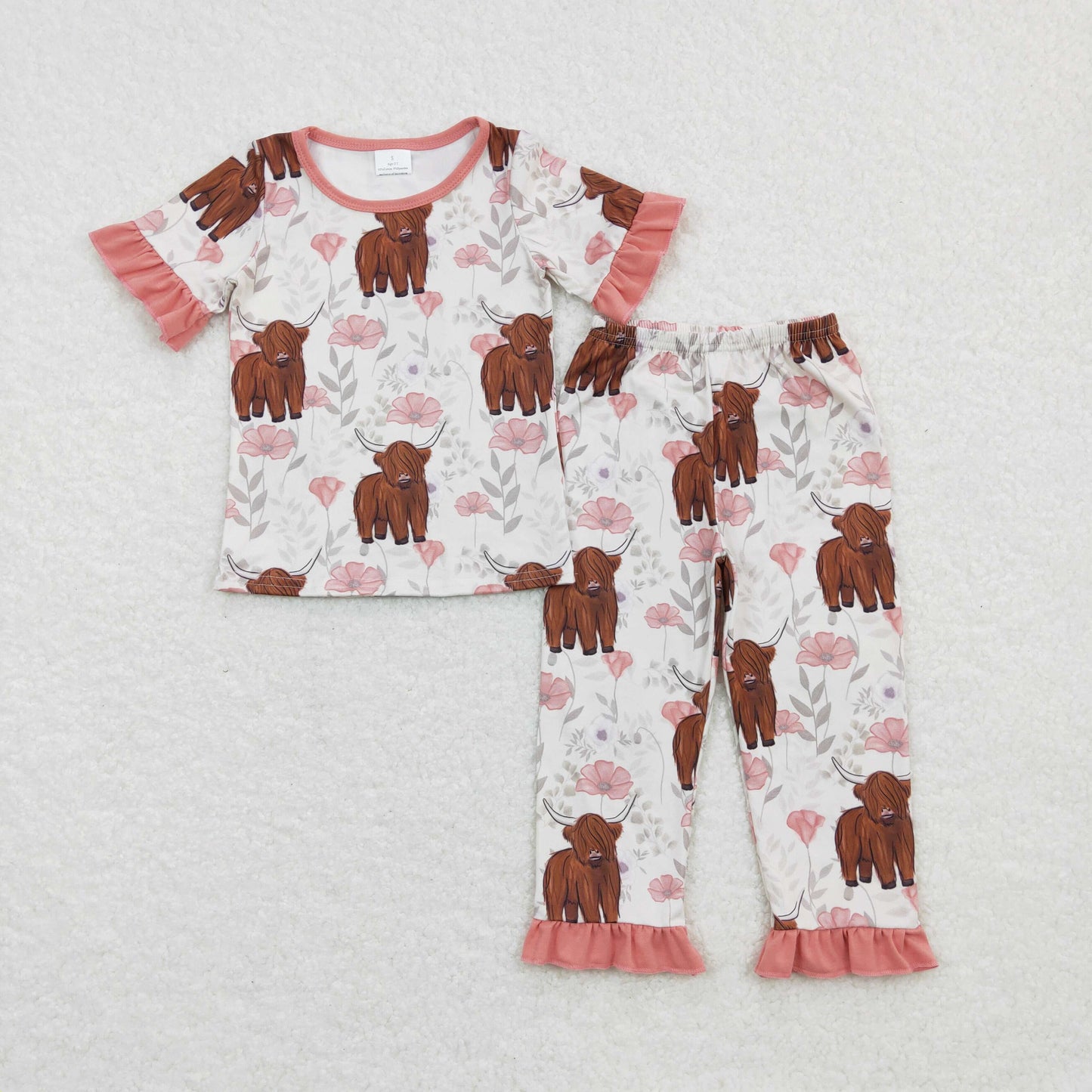 girl short sleeve cow print pajama