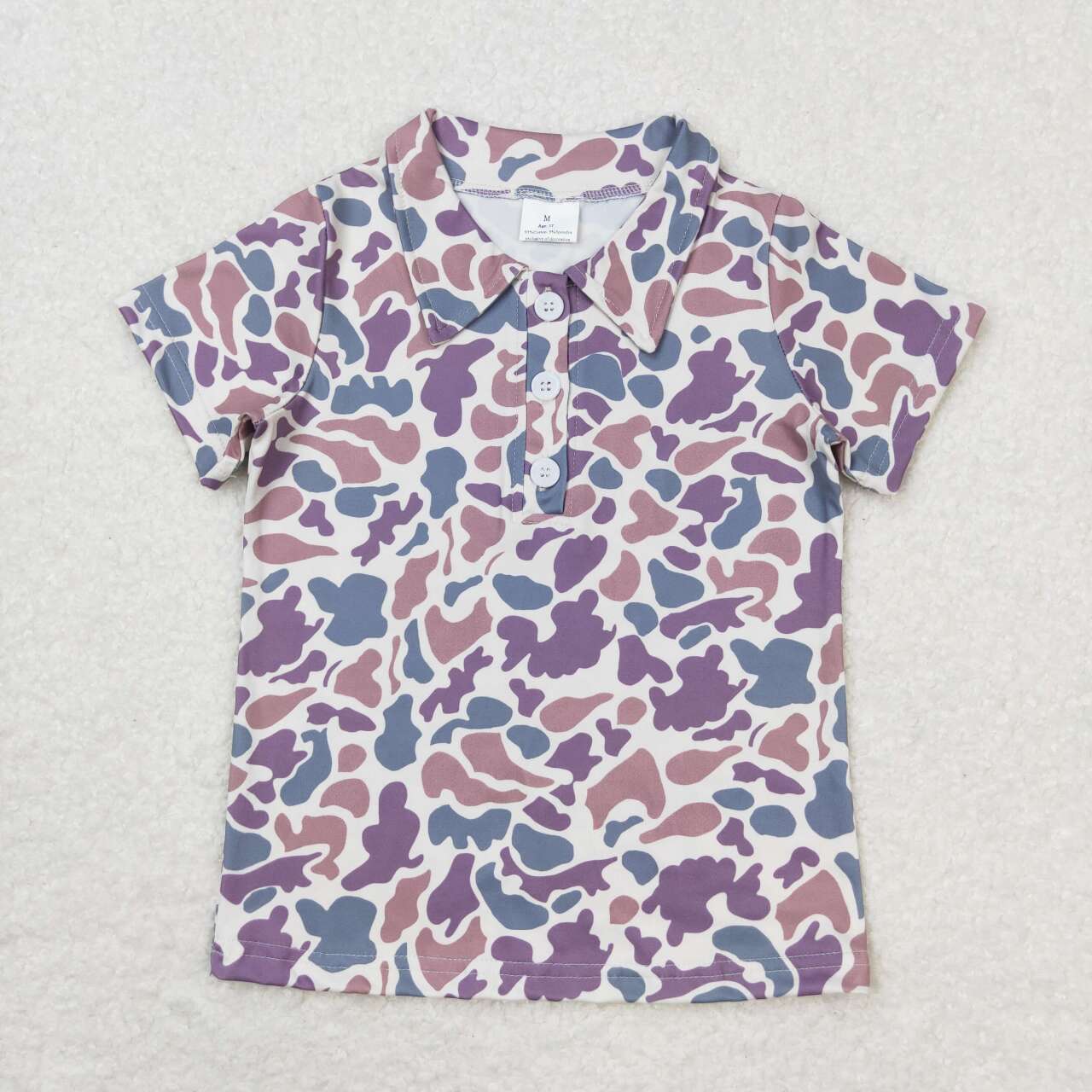 child boy camo button up polor shirt