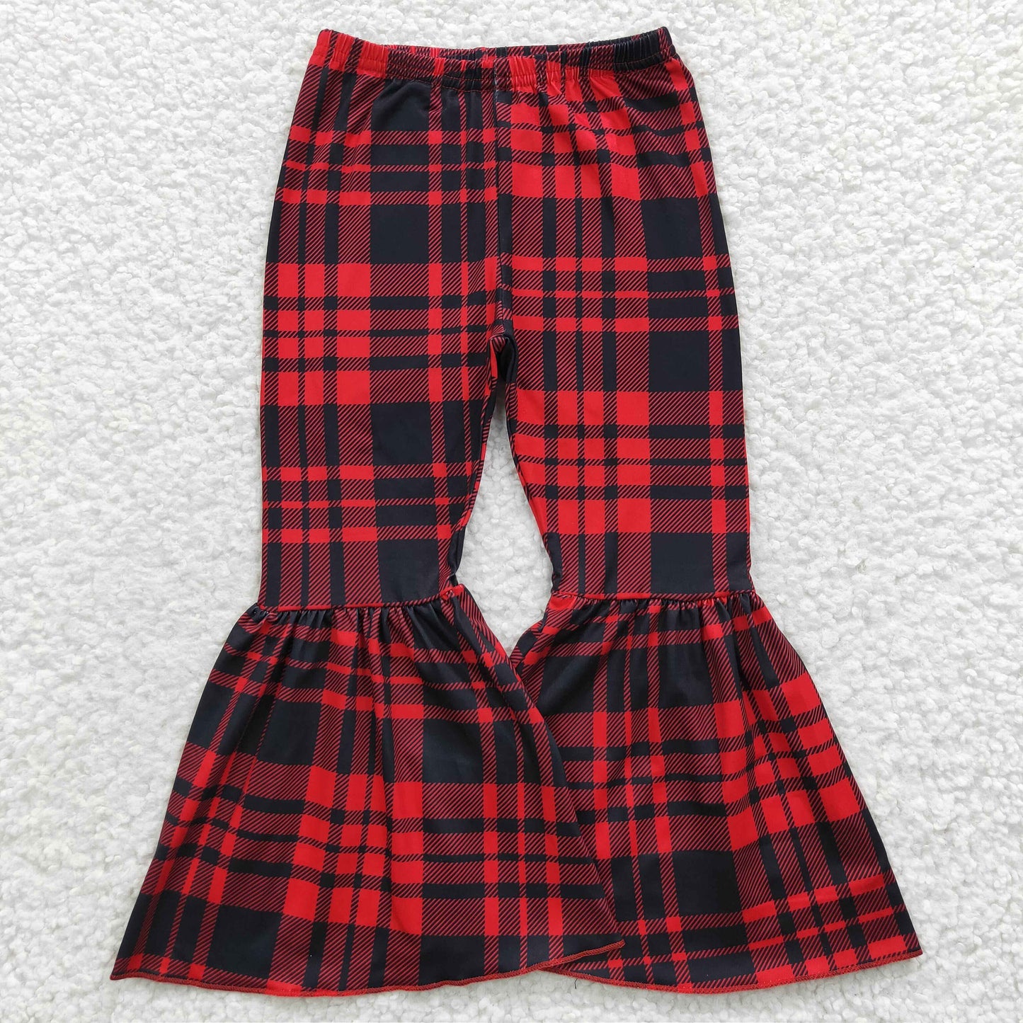 red black plaid bell bottom pants