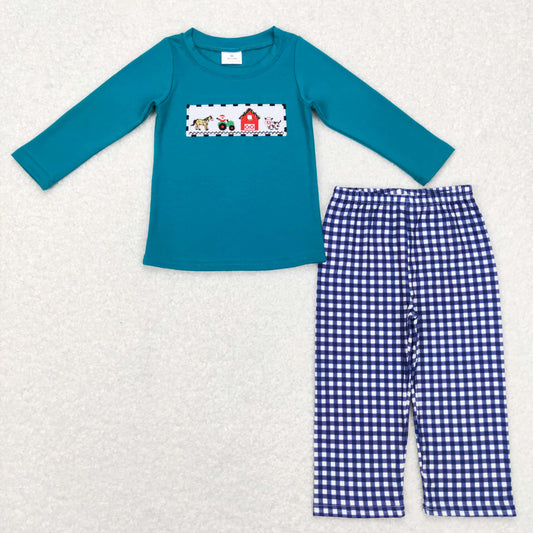 little boy farm life embroidery pants set fall outfit