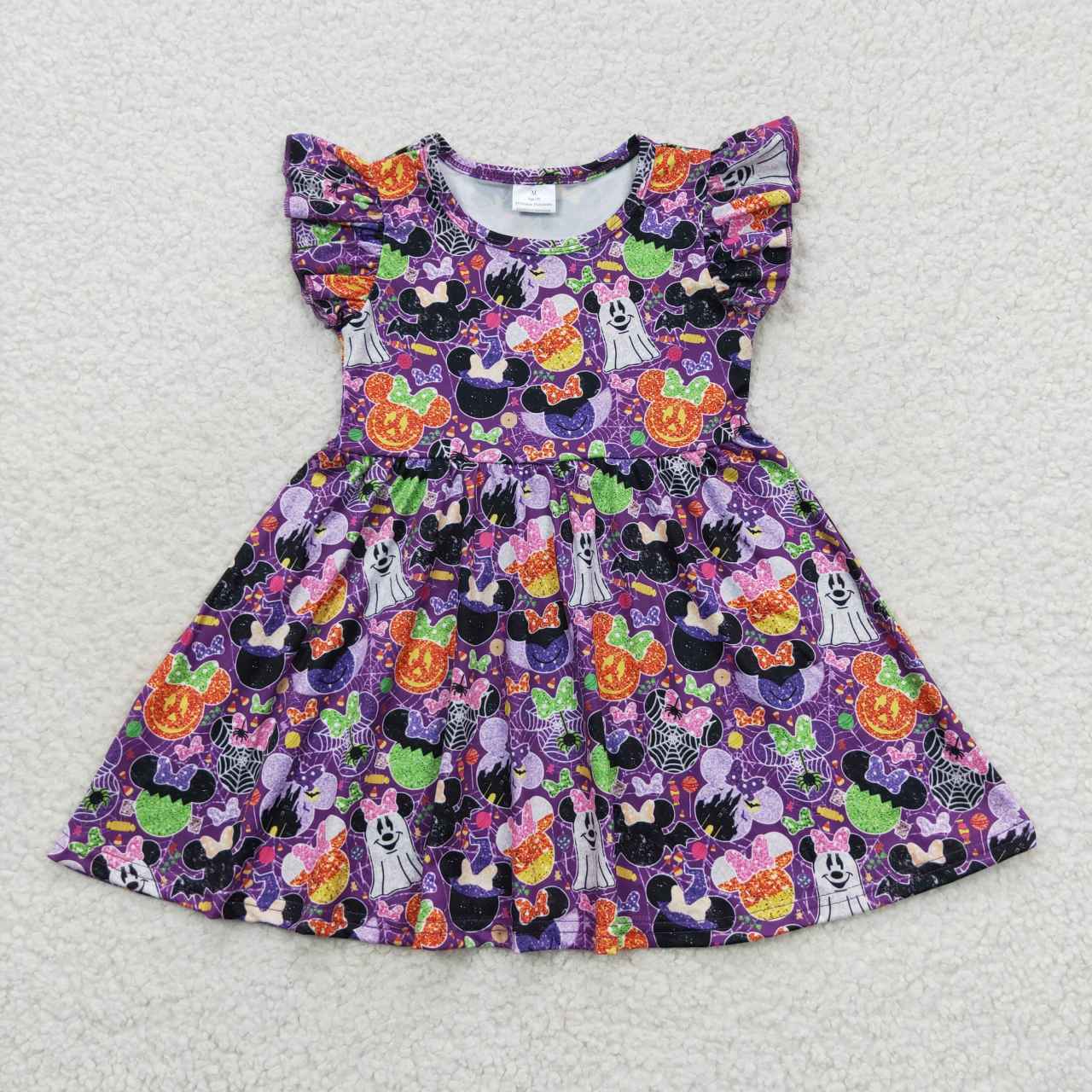 long sleeve purple cartoon twirl halloween dress