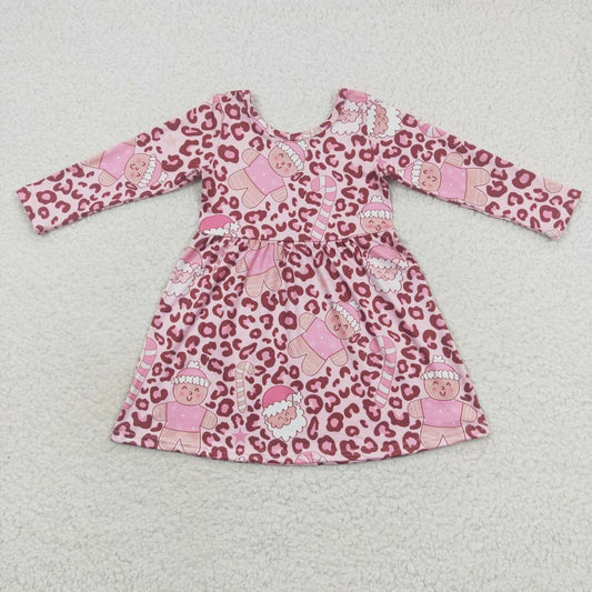 Cute gingerbread leopard dress girl christmas dresses