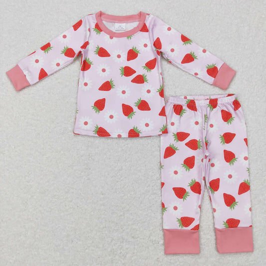 girl long sleeve strawberry pajama
