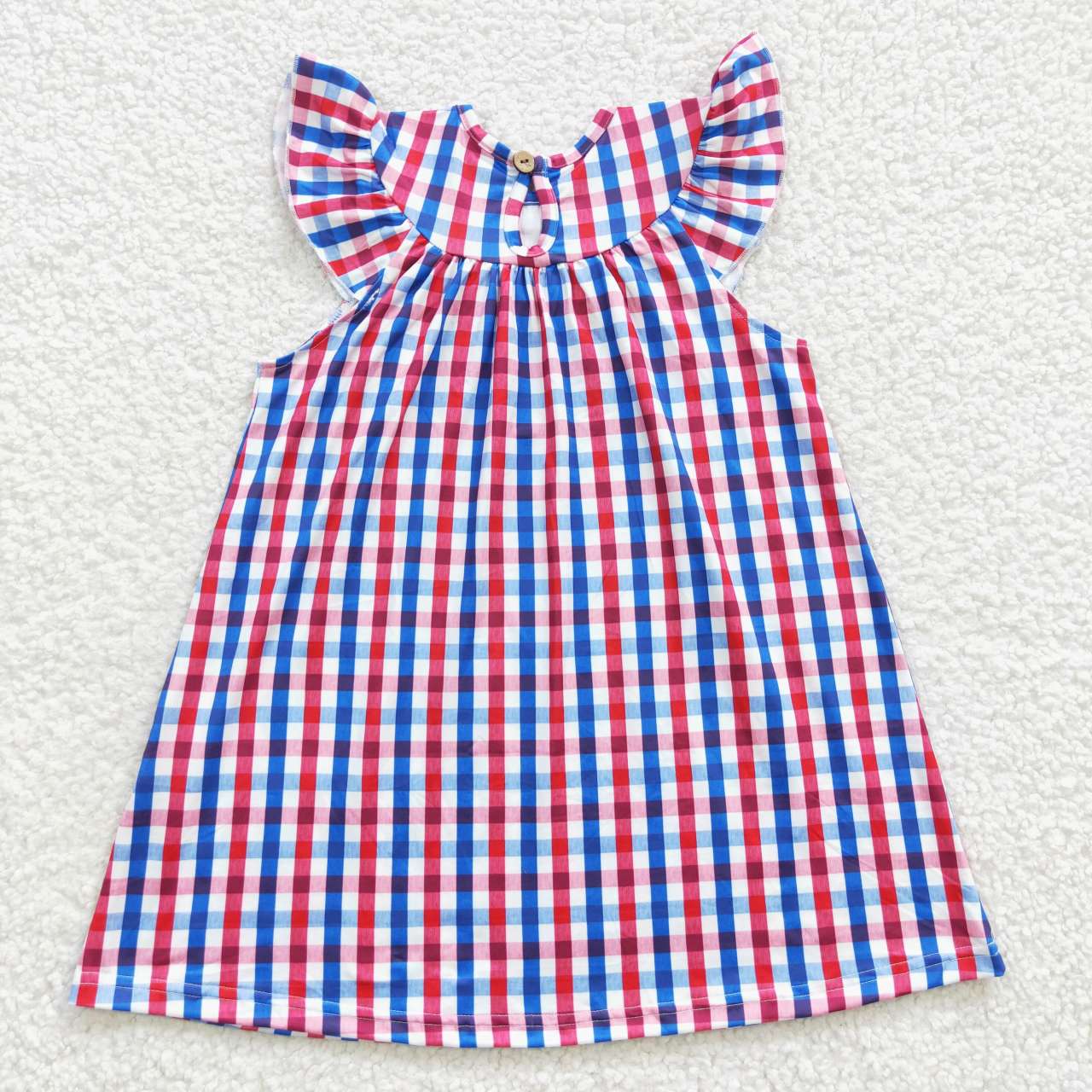 4th of July plaid flag smocked dress