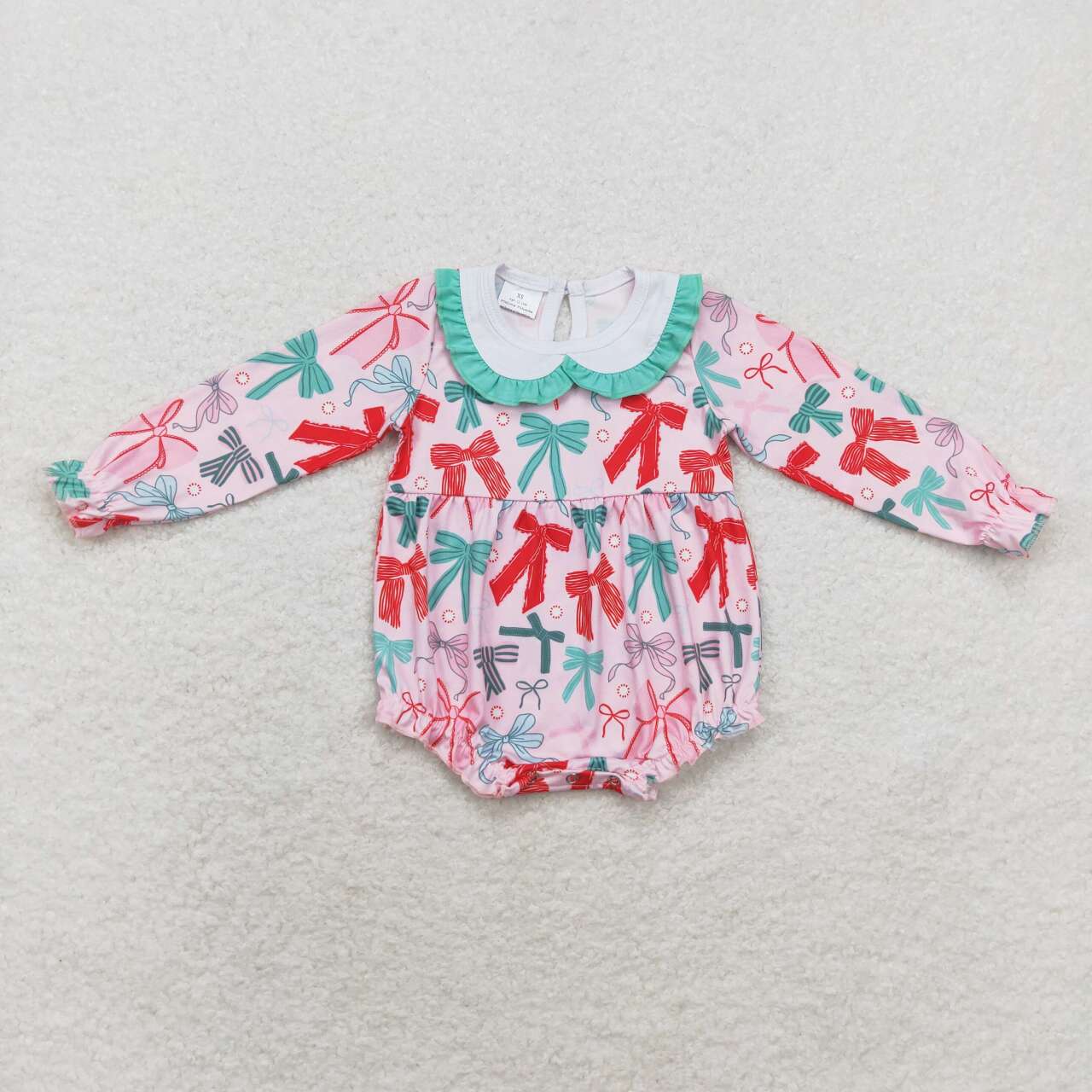 bow print baby girl Christmas bubble
