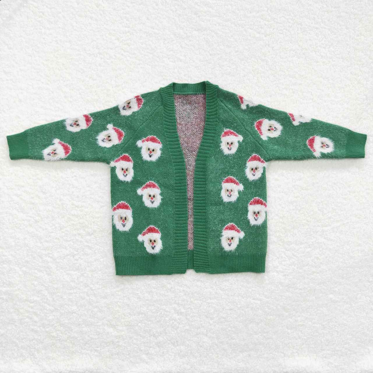 toddler girl green christmas santa cardigan sweater