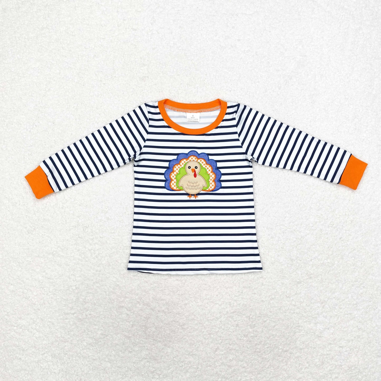 stripes turkey embroidered pullover shirt