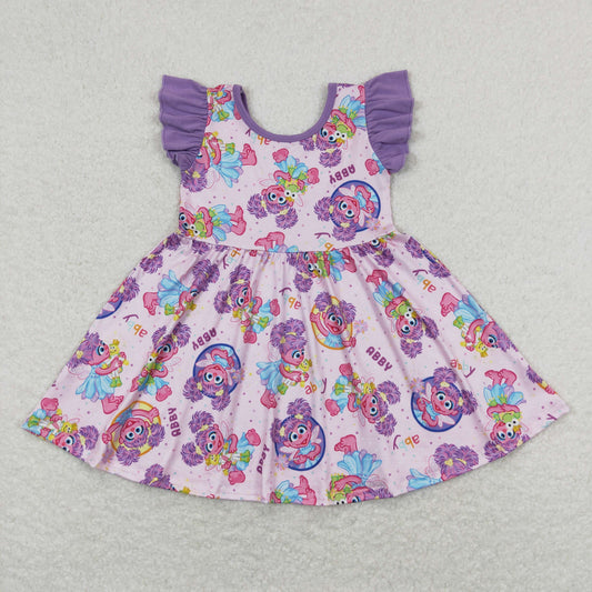 flutter sleeve abby twirl dress purple girl summer dresses