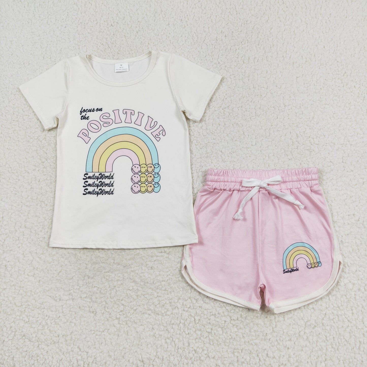 positive smiley world baby girl shorts outfit