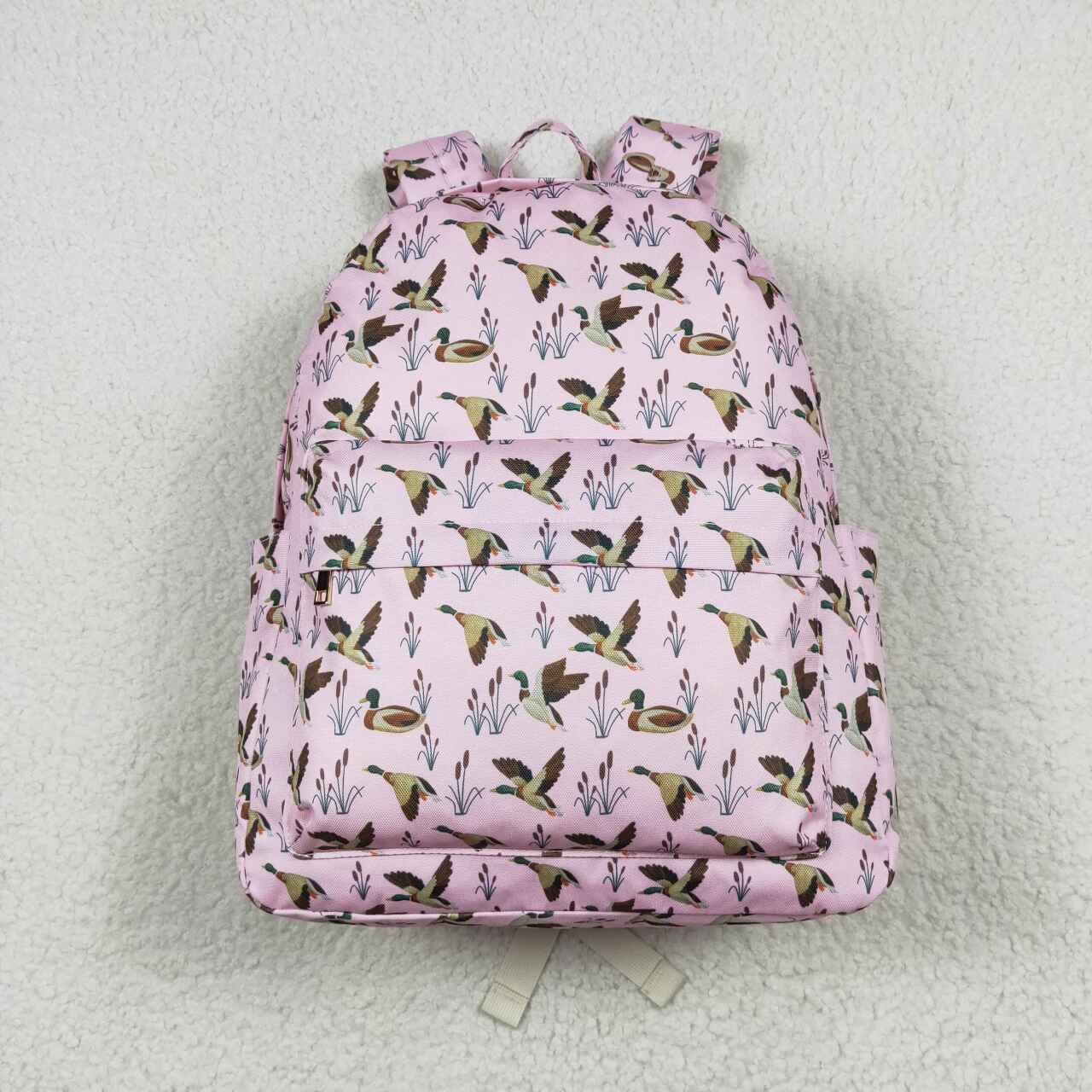 duck print children backpack pink bag