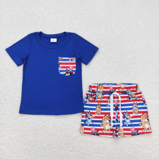 cartoon dog 4th of july boy outfit