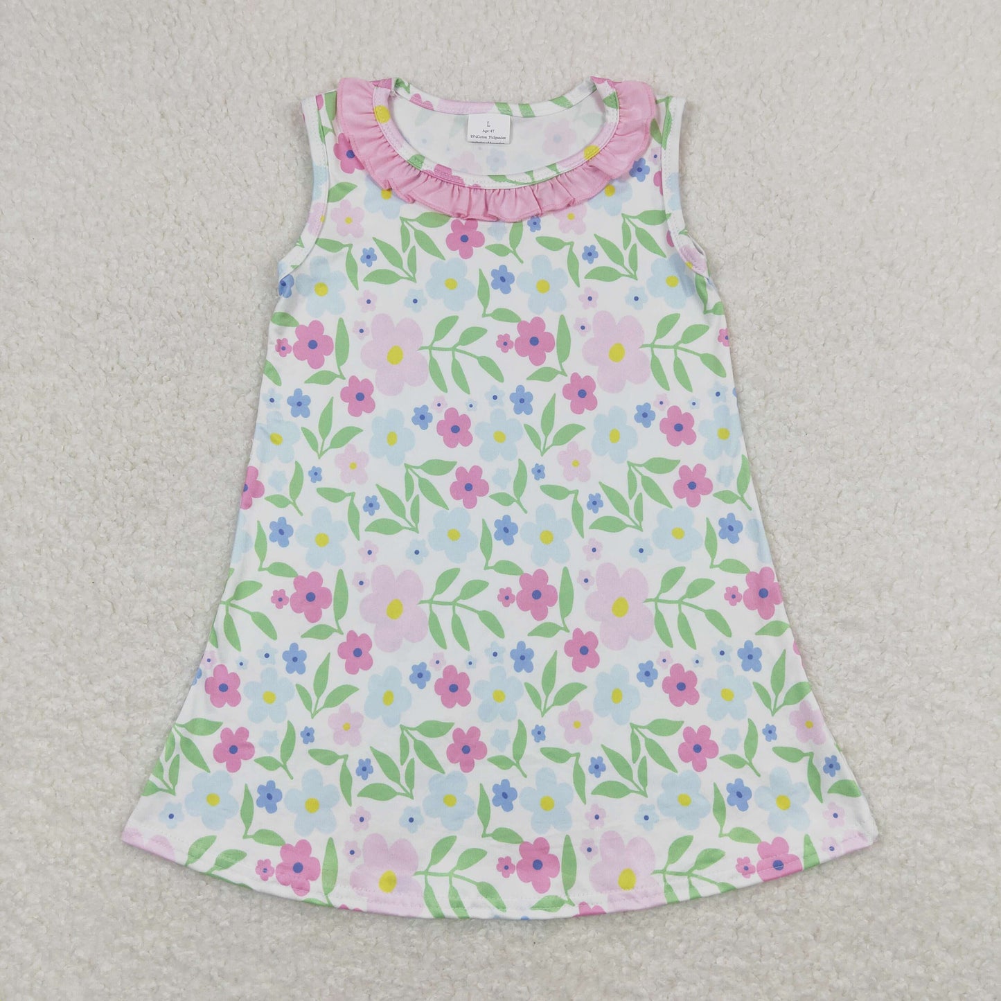 daisy flower print sleeveless shirt dress girl summer dresses