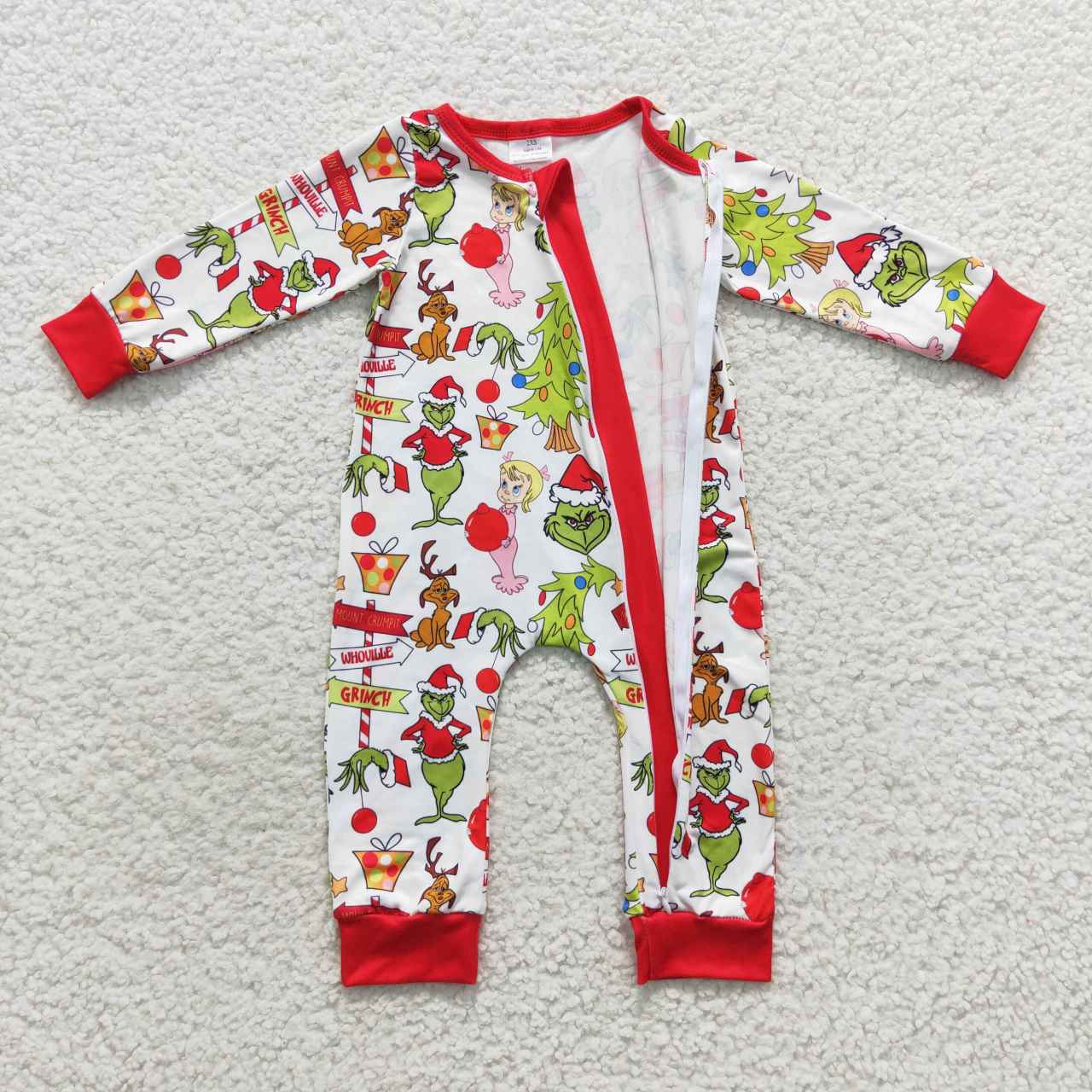 Christmas baby sleeper zipper PJs infant romper