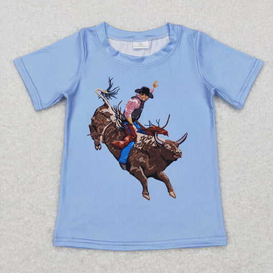 boy blue horse riding rodeo t-shirt