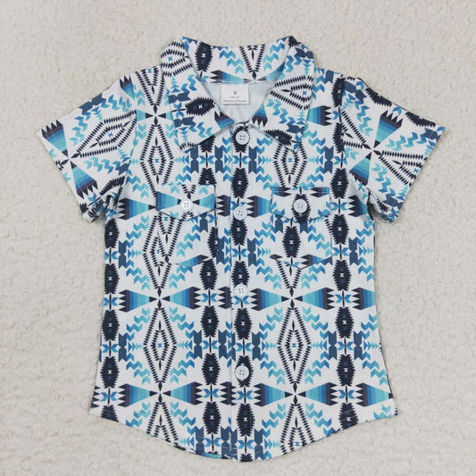 short sleeve aztec button shirt western boys clothing