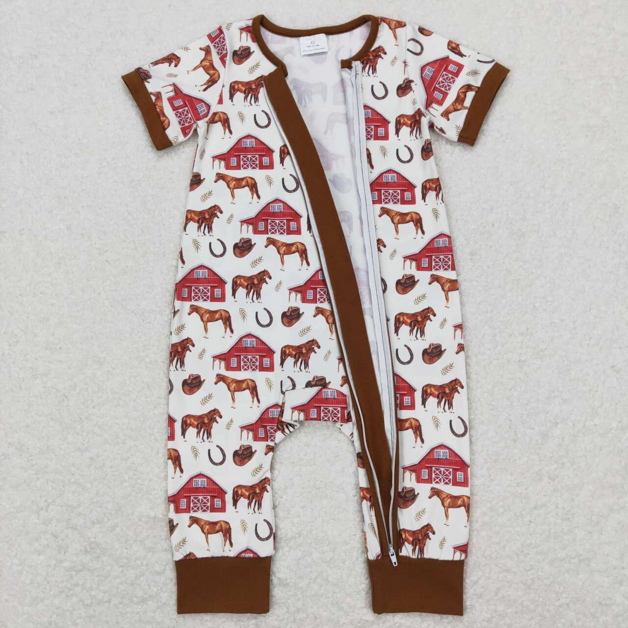 baby boy horse print short sleeve romper