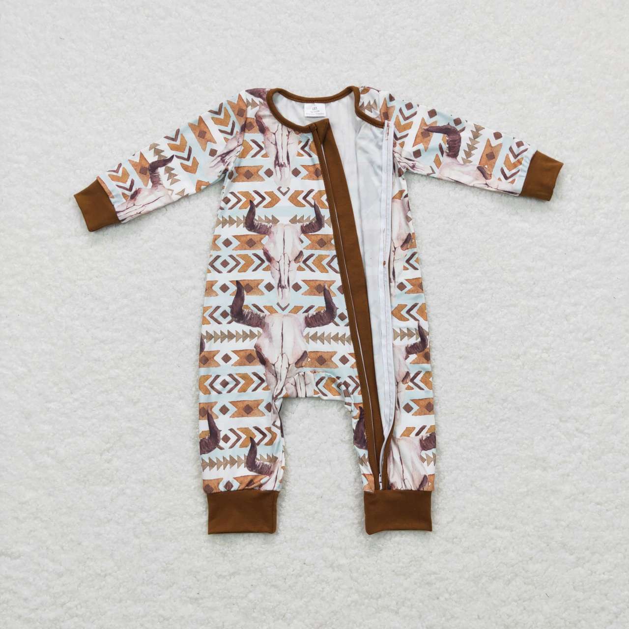 skull aztec baby boy zip sleeper