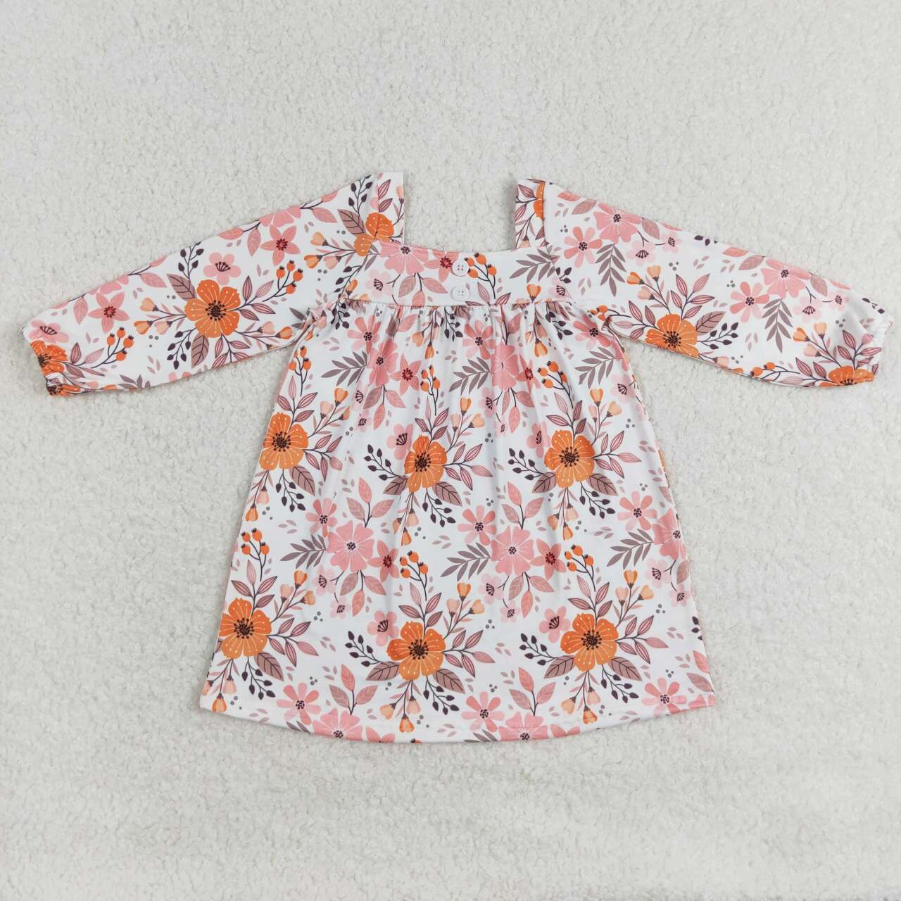 autumn flower long sleeve shirt dress