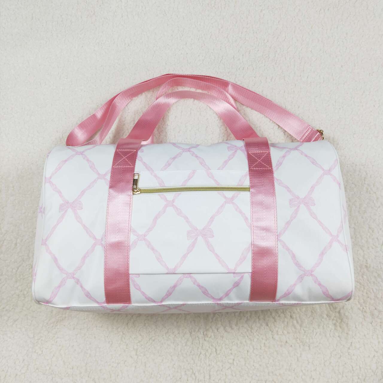 pink bow print duffel & gym bags