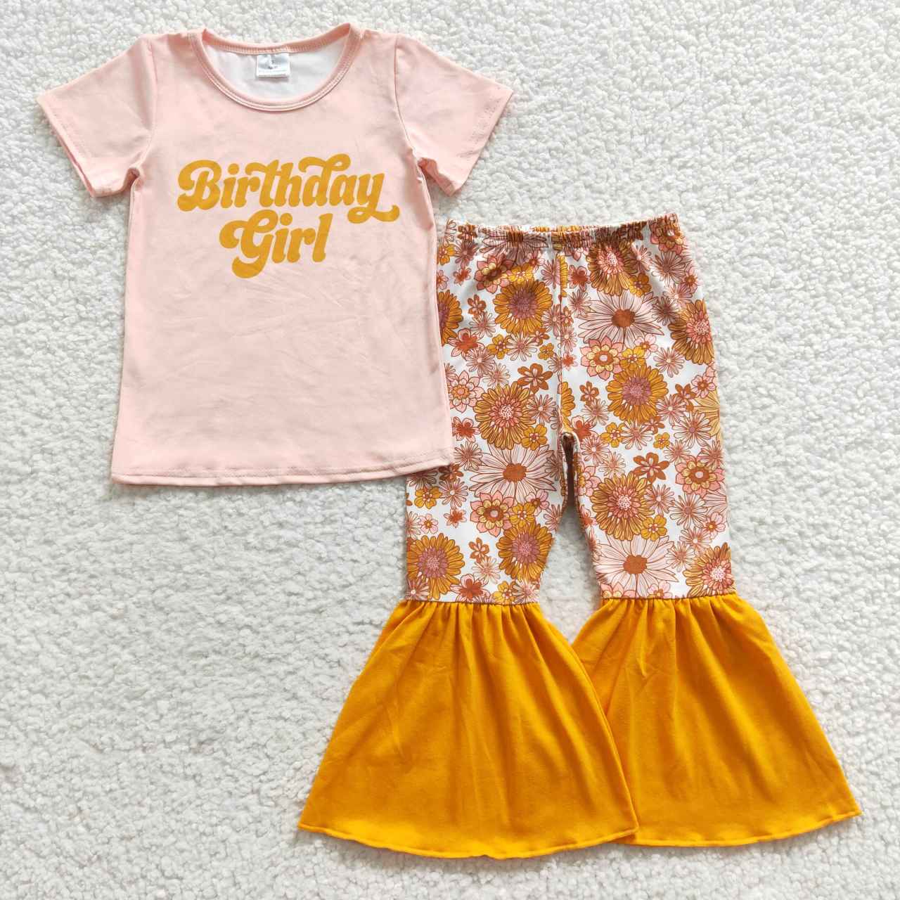 birthday girl floral bell bottom set outfit