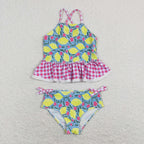 kids girl 2pc strap lemon swimsuit